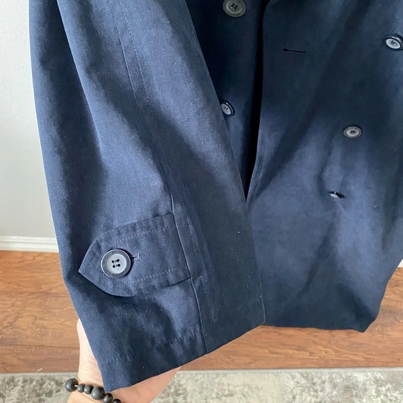 LONDON Fog Navy Blue Classic Double-Breasted Vintage Trench Coat Size 12P - Picture 5 of 17